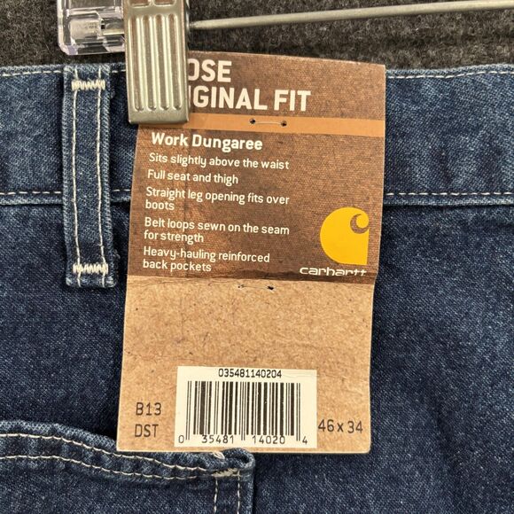 Carhartt Jeans Mens 46x34 Blue Loose Original Fit Work Dungaree Denim Pants - Picture 10 of 12